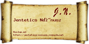 Jentetics Nónusz névjegykártya